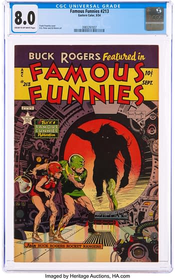 Famous Funnies #213 (Eastern Color, 1954), Frank Frazetta Buck Rogers cover.
