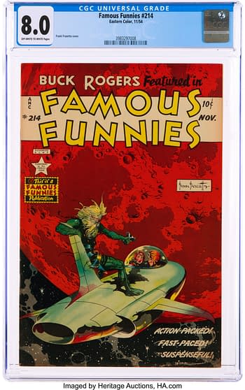 Famous Funnies #214 (Eastern Color, 1954), Frank Frazetta Buck Rogers cover.