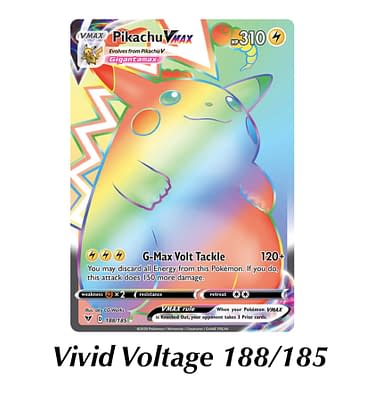 pokemon pikachu rainbow card VMAX (Secret) Colorless Retreat Cost Pikachu VMAX (Secret) 188/185 -