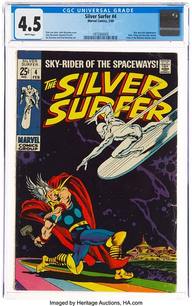 Thor vs Surfer Classic in Silver Surfer #4, Up for Auction
