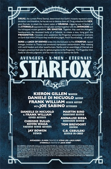 A.X.E.: Starfox Vol 1 1, Marvel Database