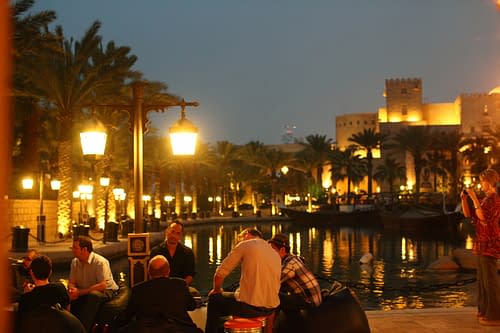 Relaxing after the show in the Madinat Jumeirah