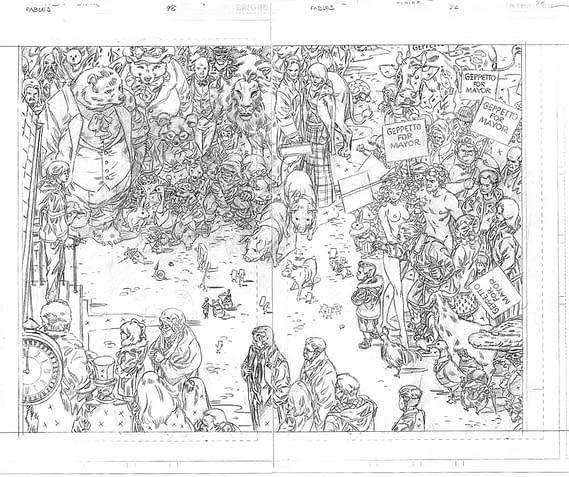 Fables #98 Double Page Spread From Mark Buckingham