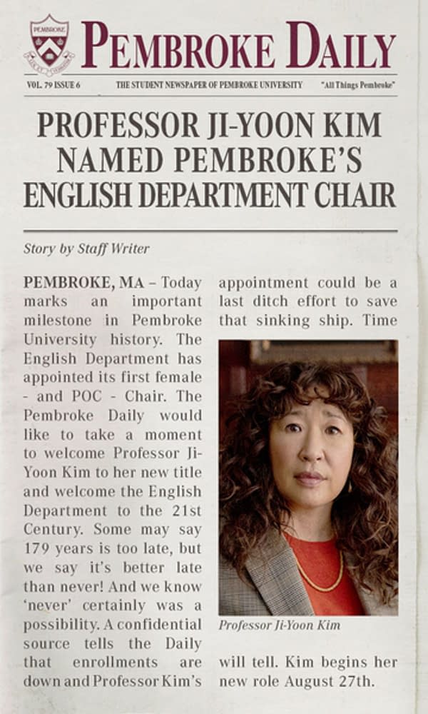 The Chair: Sandra Oh to Star in Netflix College Comedy