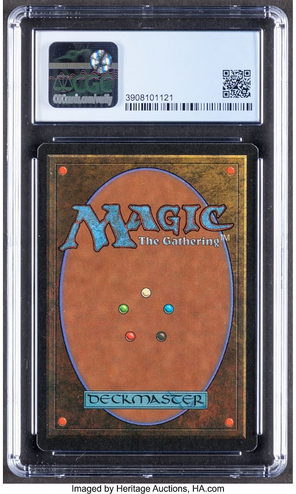 The back face of Sylvan Library, a green enchantment card from Legends, an expansion set for Magic: The Gathering. Currently available at auction on Heritage Auctions' website.