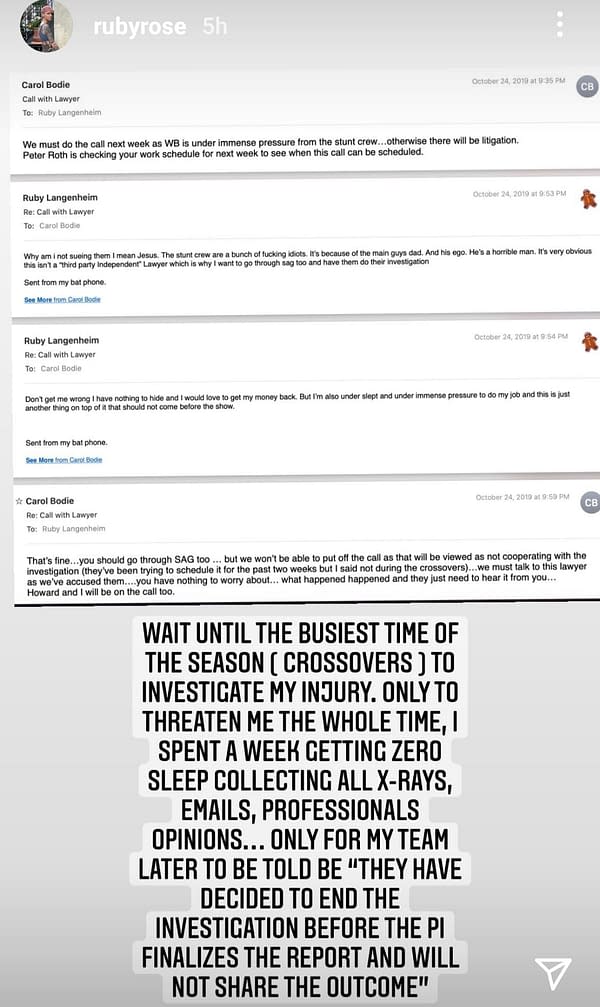 Batwoman: Ruby Rose Doubles Down on Claims; Posts Emails, Messages