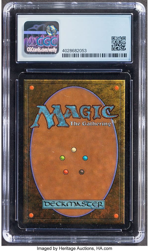The back face of the graded copy of Dark Ritual, a card from Limited Edition Beta, an older core set for Magic: The Gathering. Currently available at auction on Heritage Auctions' website.