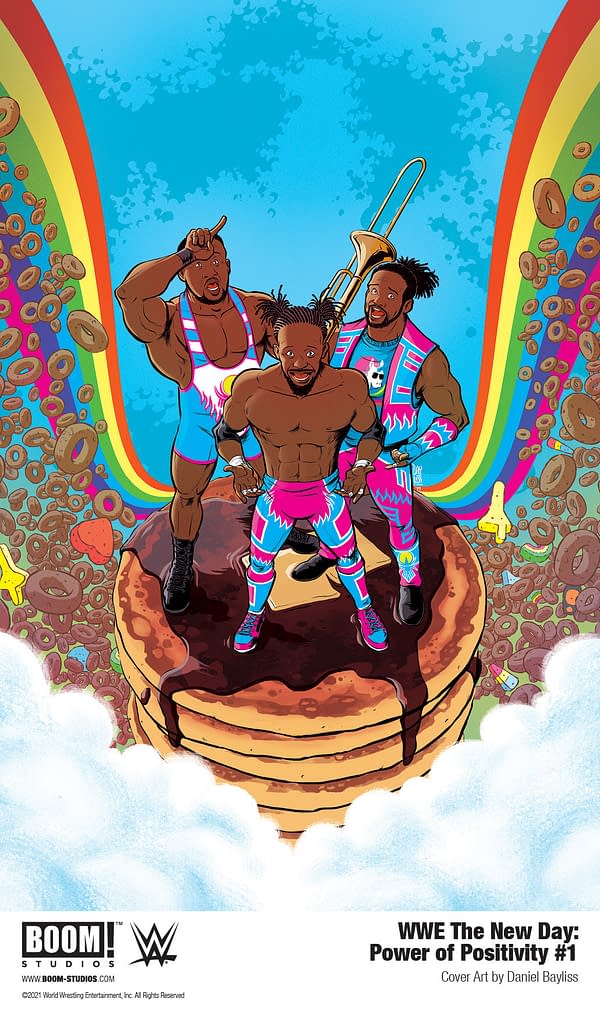 Art from WWE The New Day: Power of Positivity by Evan Narcisse, Austin Walker, and Daniel Bayliss.