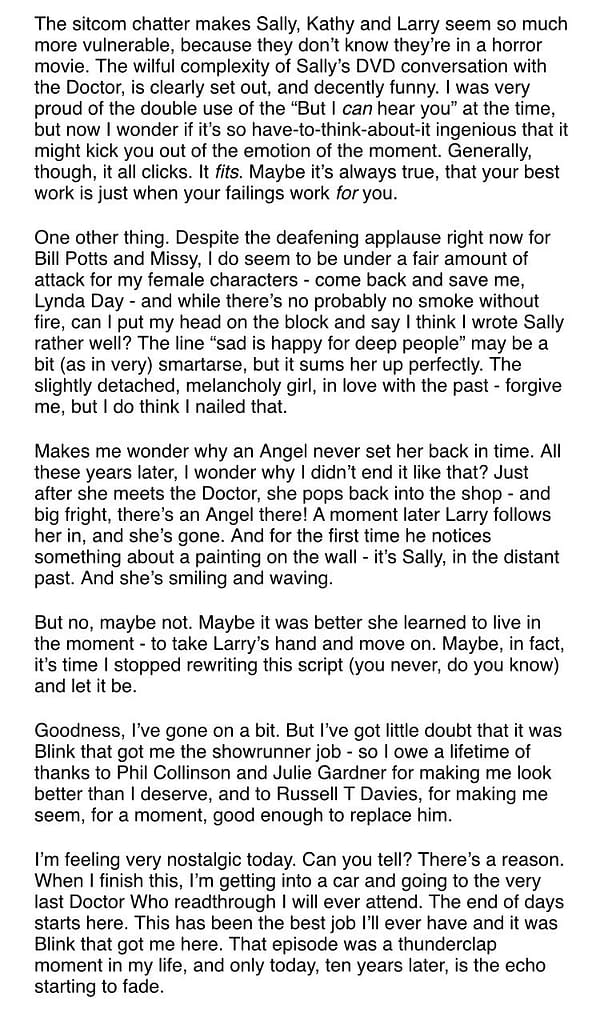 Doctor Who: Steven Moffat Offers His Last Word On "Blink"