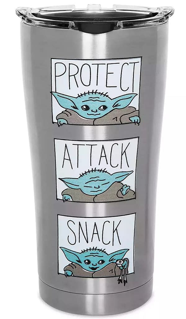 The Child Stainless Steel Travel Tumbler by Tervis – Star Wars: The Mandalorian – Protect Attack Snack from shopdisney.com.