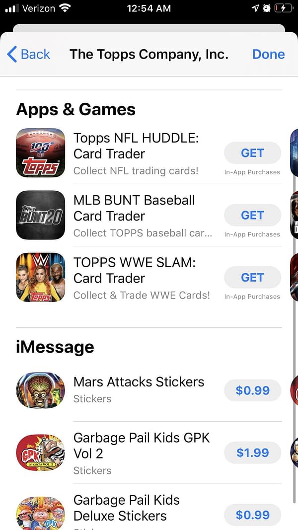 Apps created by Topps