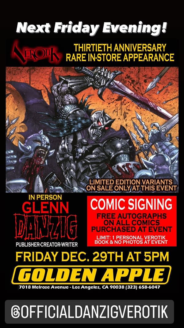 Glenn Danzig Signs Verotik Comics Tonight In Los Angeles