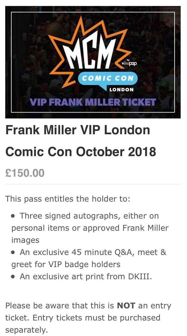 Frank Miller is Coming to MCM London Comic Con &#8211; but You'll Pay $150 to See Him