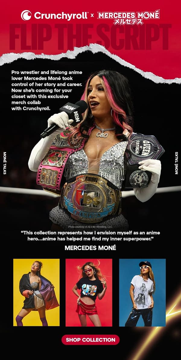 Crunchyroll x Mercedes Moné Brings Anime-Wresting Clothing Line