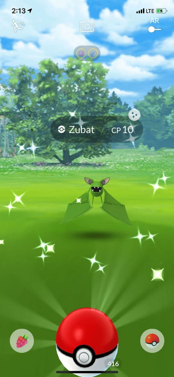 A wild encounter with Zubat. Credit: Screenshot of Niantic's Pokémon GO from my phone.