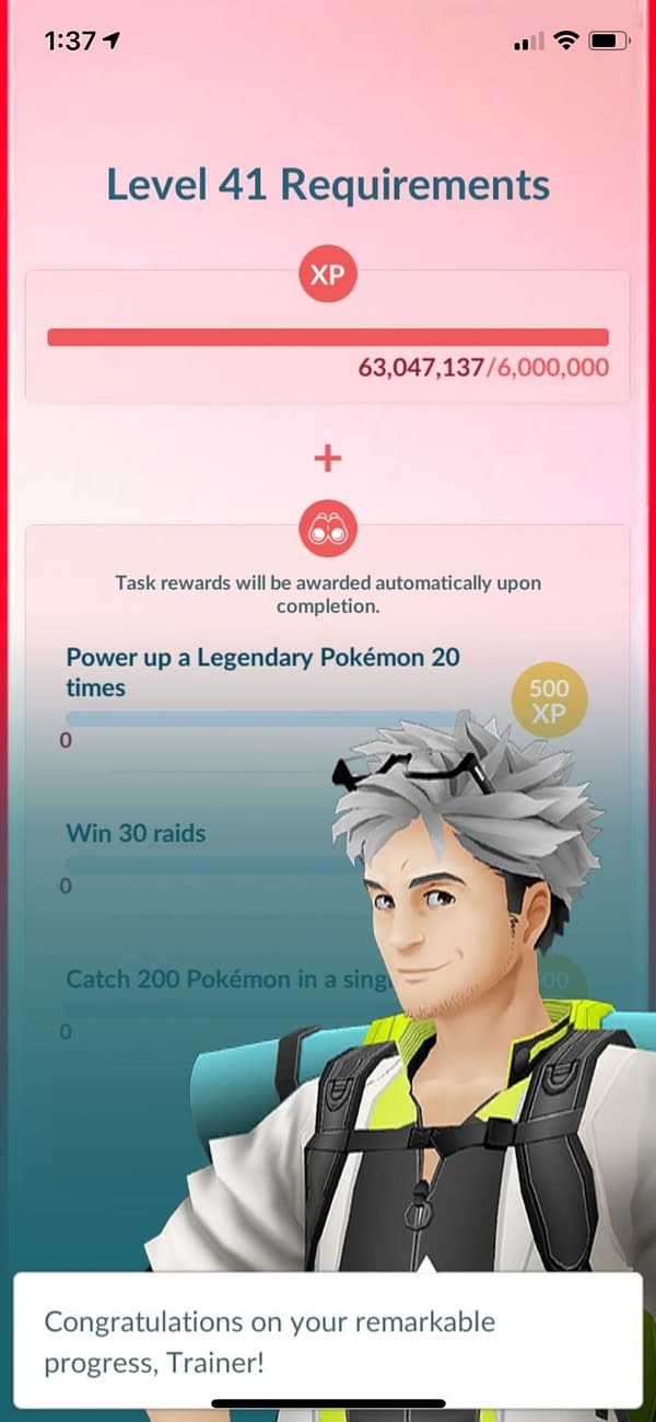 Level 41 Requirements in Pokémon GO. Credit: Niantic