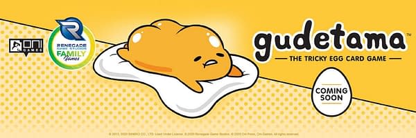 The header for Gudetama: The Tricky Egg Card Game, by Renegade Game Studios.