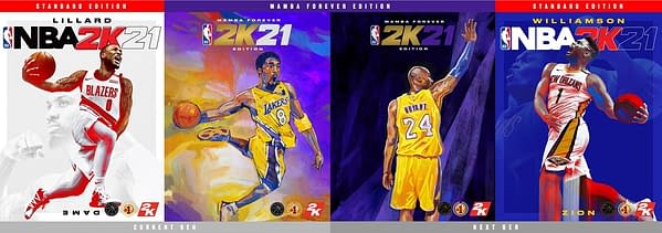 All four covers of NBA 2K21, courtesy of 2K Games.