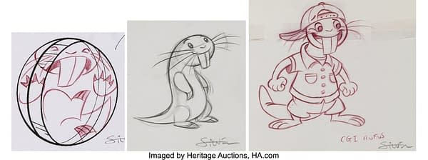 Kim Possible Rufus Character Development/Concept Art Drawing Group of 3 Signed by Stephen Silver. Credit: Heritage Auctions