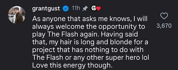 The Flash: Grant Gustin Shuts Down DCU/"Blonde Hairgate" Rumors
