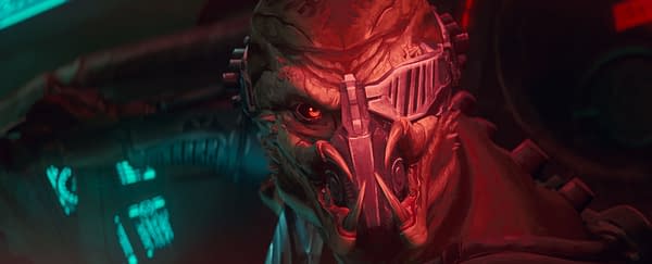 A stylized illustration of a character from 'PREDATOR: KILLER OF KILLERS', featuring a fierce alien-looking being with a distinctive mask and glowing eye, set against a futuristic backdrop. The image is linked to the Hulu exclusive release from 20th Century Studios.