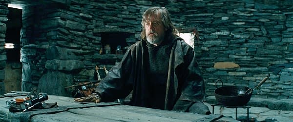 Mark Hamill as Luke Skywalker in Star Wars: The Last Jedi (2017). Image courtesy of Lucasfilm