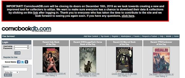 ComicbookDB.com Closing December &#8211; But Will Return, New and Improved
