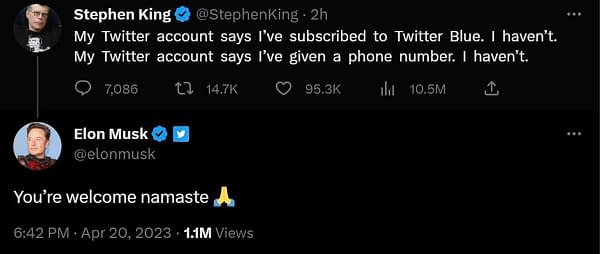 Stephen King Tells Elon Musk What He Can Do With His Blue Checkmark