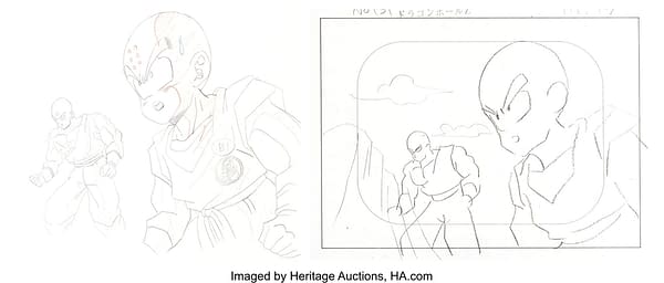 Dragon Ball Z Tien Shinhan & Krillin artwork. Credit: Herittage