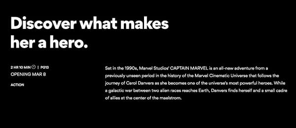 AMC Theaters Lists 'Captain Marvel' Runtime