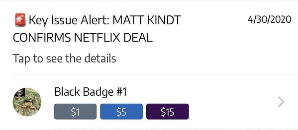 Now Matt Kindt and Tyler Jenkins' Black Badge is Selling for $125.