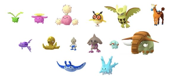 Pokémon GO Tour: Johto Shinies. Credit: Niantic