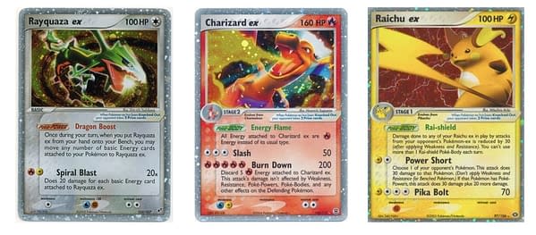 Rayquaza, Charizard, & Raichu ex. Credit: Pokémon TCG