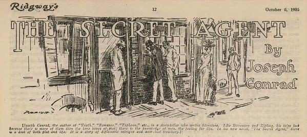 Ridgway's October 6, 1906 issue, illustration for Joseph Conrad's Secret Agent.