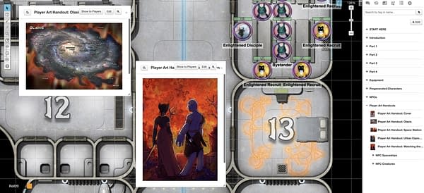 Another screenshot from Burn Bryte, Roll20's upcoming original game, showcasing some of the handouts for players from the Game Master.