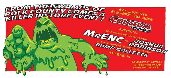 A Rock Band in a Comic Shop: MrENC Plays Coliseum of Comics in Florida Tonight