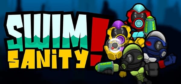 Key art for Swimsanity!, an underwater indie shooter game developed by Decoy Games.