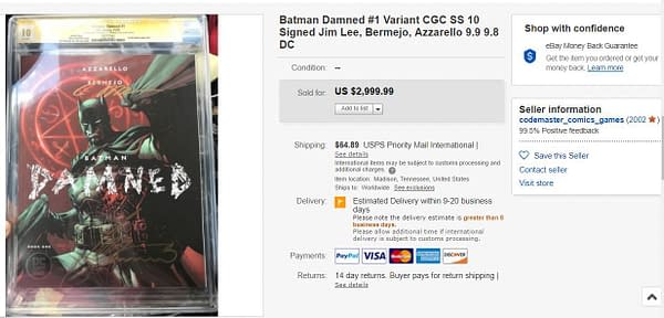 Batman Damned Now Sells For $2500 on eBay