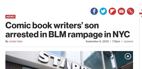 New York Post Reports On Arrest Of "Comic Book Writers' Son" Poorly