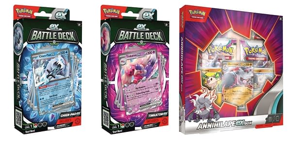 Annihilape ex Box, Tinkaton ex Battle Deck, & Chien-Pao ex Battle Deck. Credit: Pokémon TCG 