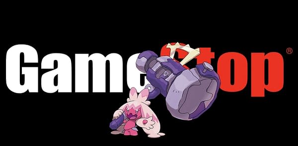 Gamestop logo and Tinkaton. Credit: Pokémon