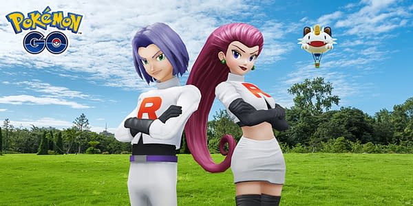 Official promotional art for Jessie, James, and the Meowth balloon. Credit: Niantic.