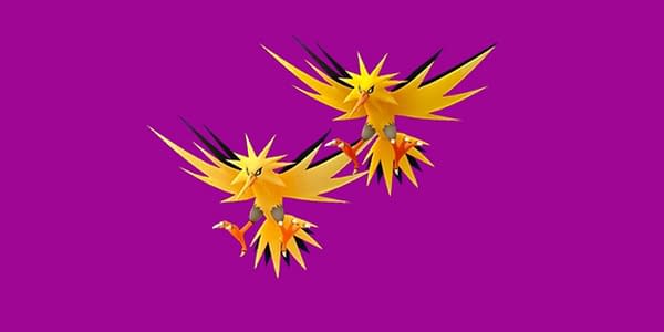 Zapdos Shiny and regular comparison for raids, wherein it will have the Legacy fast attack of Thunder Shock.