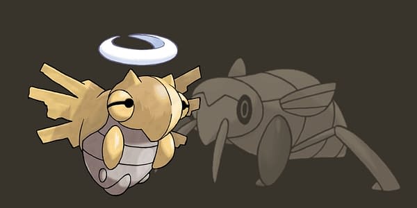 Shedinja set over a faded Nincada graphic. Credit: The Pokémon Company International