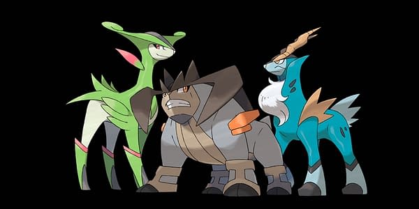 Terrakion, Cobalion, and Virizion official artwork. Credit: The Pokémon Company International