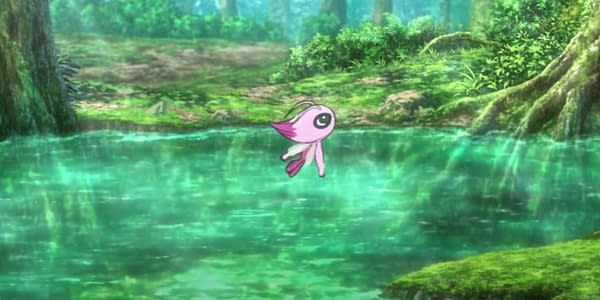 Shiny Celebi screenshot from "Secrets of the Jungle" trainer. Credit: Pokémon the Movie