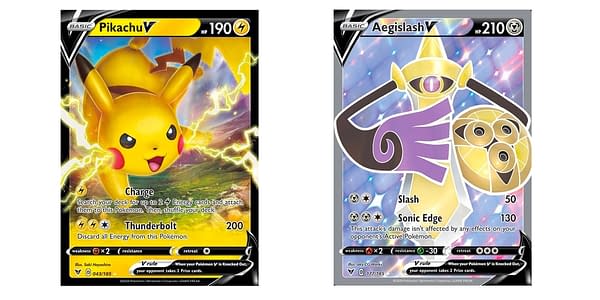 Pikachu V and Aegislash V Full Art cards. Credit: Pokémon TCG