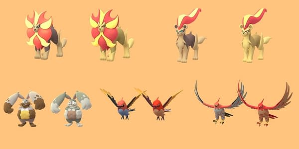 Regular and Shiny Kalos species comparison in Pokémon GO. Credit: Niantic