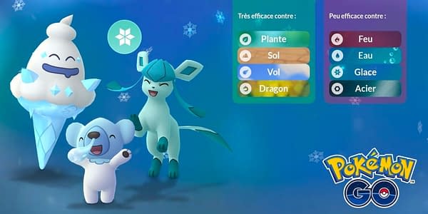 Vanillish, Cubchoo, and Glaceon in Pokémon GO. Credit: Niantic