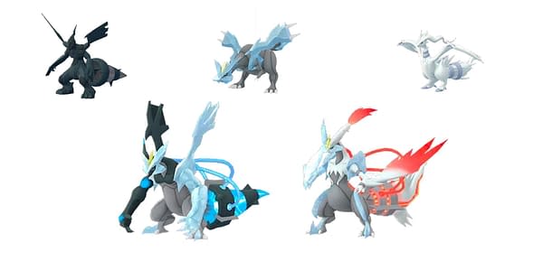 Zekrom, Kyurem, Reshiram, and fusions in Pokémon GO. Credit: Niantic